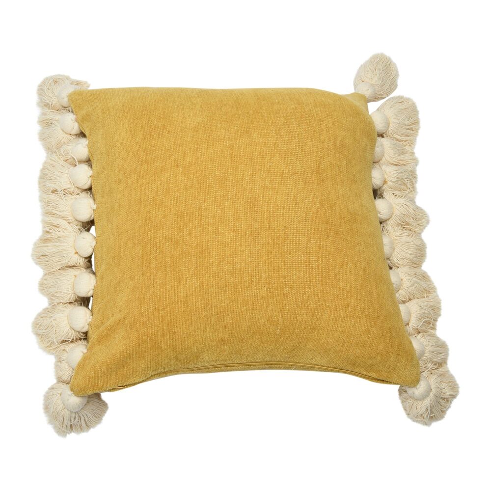 3886 18" Square Cotton Chenille Throw Pillow with Tassels